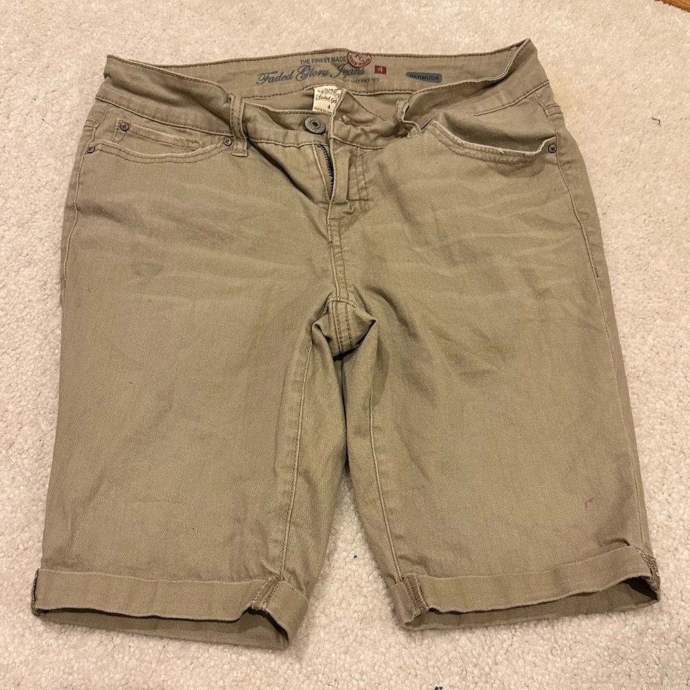 Khaki Knee Length Shorts